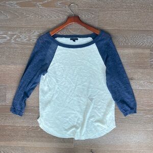 J. Crew Linen Blend Sweater | Blue/Cream  | L